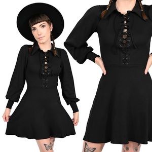 Foxblood Donna Lace up Collar dress